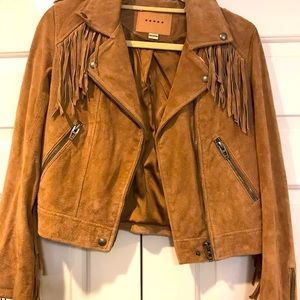 Blank NYC suede Motorcycle Jacket with fringe xs